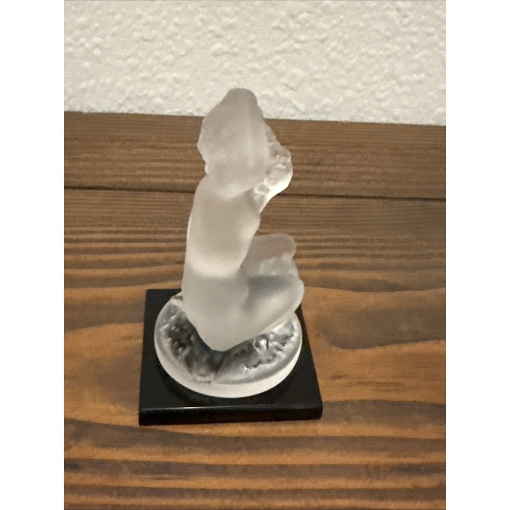 Lalique Frosted Crystal "Floreal" Figure Nude Woman on Black Base, France, 3.5" - Picture 2 of 7